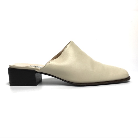 cream leather mules